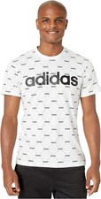 Adidas White W/ Black Logo Core Favorite Tee Diamond Pattern Men's Cotton M NEW