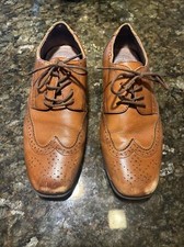 Florsheim Kids Wingtip Jr Cognac Leather Tie Classic Dress Shoes - Boys 6M