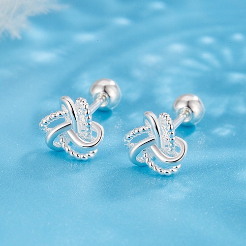 925 Sterling Silver Twist Love Knot Screw Ball Stud Earrings Women Girls Gift UK - Picture 4 of 9