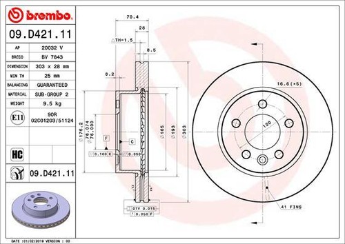 Fits VW Crafter 2016- Man TGE 2016- + Other Models Brake Disc Front Brembo - Picture 4 of 4