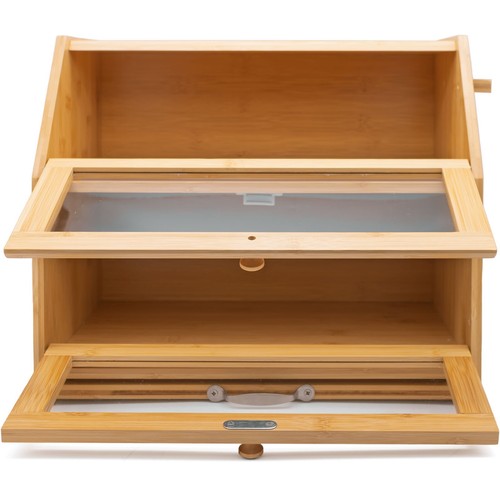 Large Bread Bins Natural Bamboo Wood 2/3 Compartment Loaf Storage Racks Kitchen - Picture 20 of 30