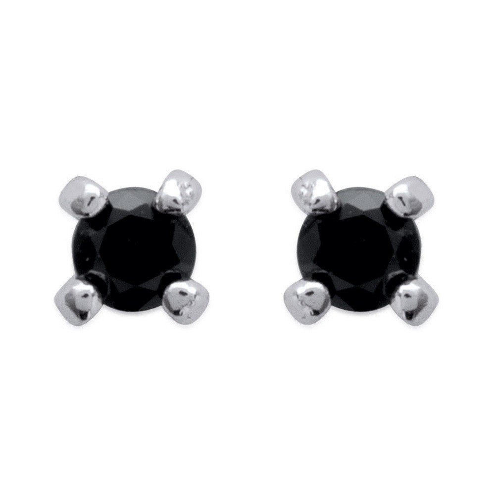 Boucles d'oreilles clous puces zirconium noir argent 925 pour look minimaliste