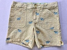 EUC Lilly Pulitzer 8 Girls Yellow Striped Seersucker Shorts Adjustable Waist