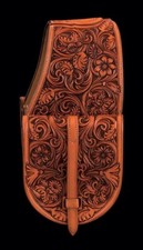Beautiful Brown Genuine Leather Western Trail Tooling Carving Horse Saddle Bag.