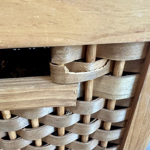 Vintage Woven Wooden Storage Chest Solid Basket Hinged Box Rustic Natural - Picture 7 of 11
