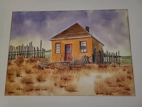 Casita con puerta roja Cerillos de Albert Noyer acuarela - Imagen 5 de 14