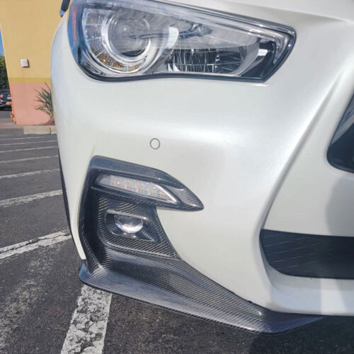 For Infiniti Q50 Sport 2018-2020 Real Carbon Front Fog Light Cover Trim Bezels - Picture 6 of 13