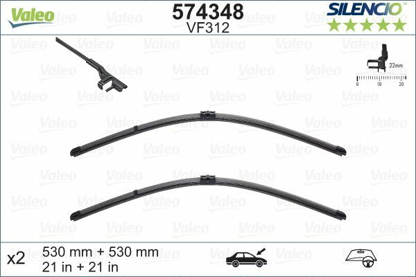 "Valeo Silencio Flach Wischerblatt Satz - Vorne - 21 \"/ 21 \" - FüR Audi Tt (8N_)"-image