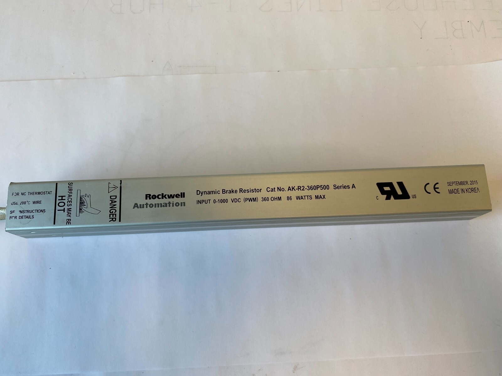 ROCKWELL AUTOMATION AK-R2-360P500 DYNAMIC BRAKE RESISTOR SER. A 0-1000 VDC, 85 W