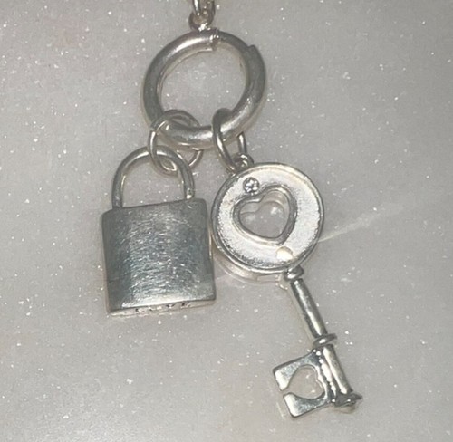 Padlock and Key Silver Tone Chain Bracelet LOVE Bracelet Toggle Closure - Picture 5 of 8