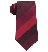  115 Kenneth Cole Men Red Black Stripe Dress Slim Silk Tie Skinny Necktie 57 X 3