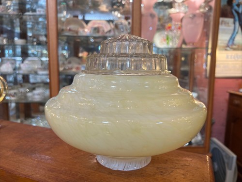 Original Art Deco Yellow Mottled Glass Shade with Diffuser - Picture 8 of 8