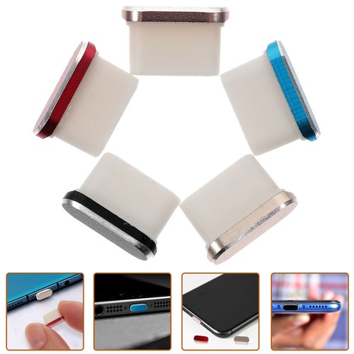 5 PCs Type-C Dust Plug Aluminum Alloy Cover for Phone Charging Port Protector - 第 3/12 張圖片