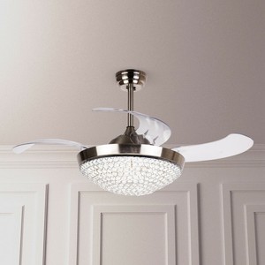 Details About 46 Dimmable Crystal Ceiling Fan Led Lights W Remote Retractable Chandelier Fan