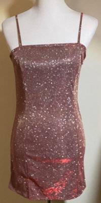 Shimmering Sparkle Pink Evening Strappy Party Dress From Pull And Bear Size  M | eBay