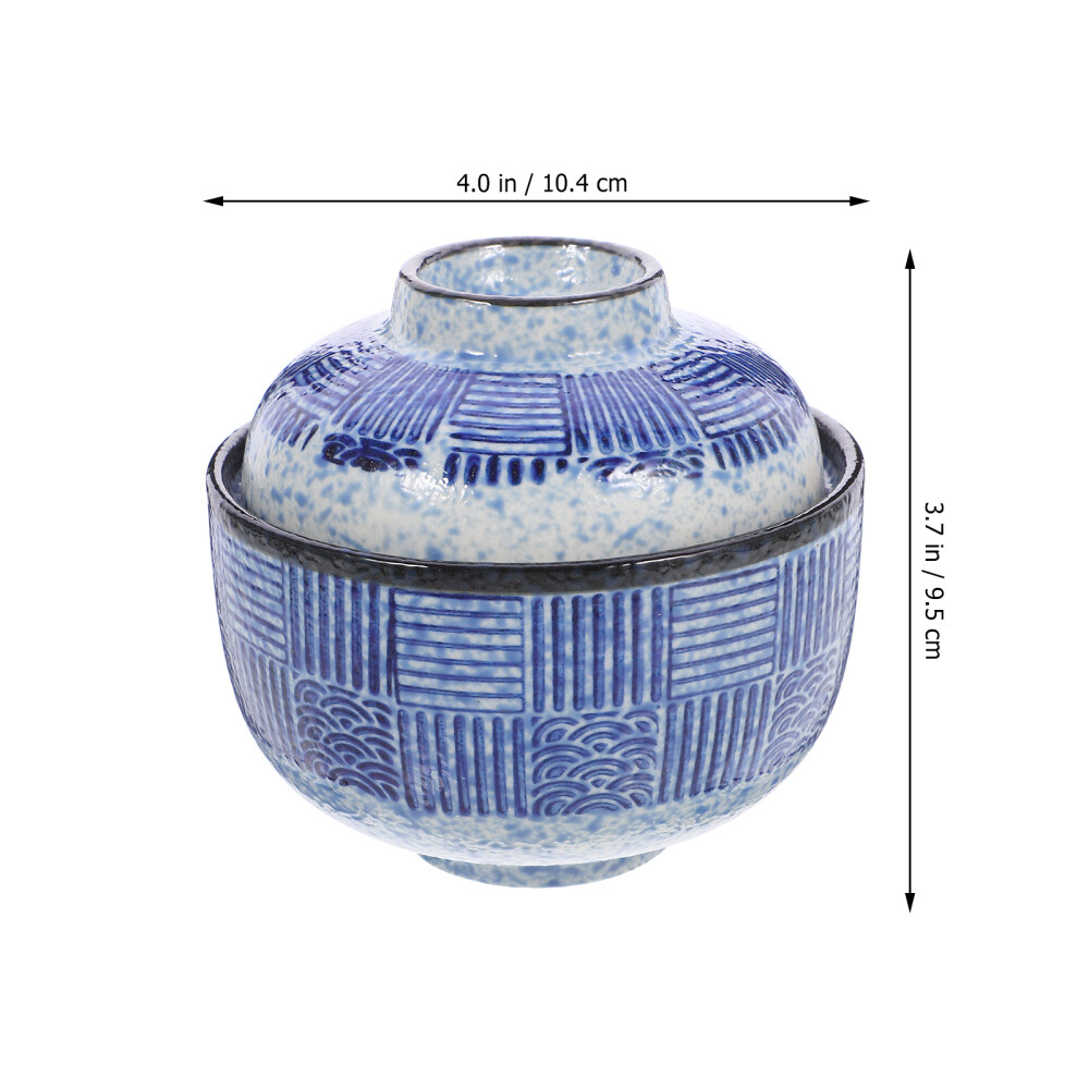 1 Set Japanese Style Soup Bowl Covered Soup Bowl Multifunction Soup