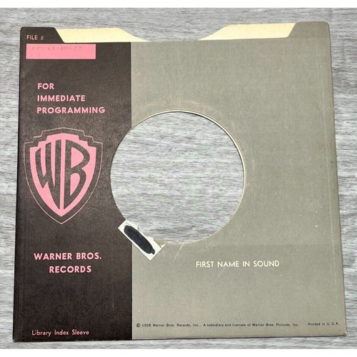 Warner Brothers Records Company Record Sleeve 45 RPM Vinyl Pink Black Cardstock