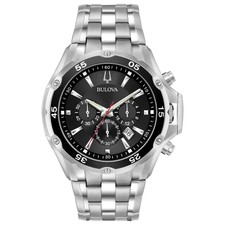 Bulova Men's Quartz Chronograph Black Date Calendar Dial 45mm Watch 98B333