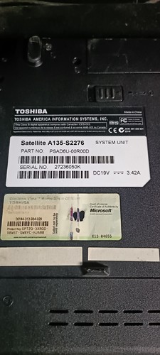 Toshiba Satellite A135-S2276 15.4" Intel Pentium Dual Core ATI Video, PARTS ONLY - Picture 9 of 12