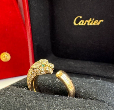 PANTHÈRE DE CARTIER Diamond RING 18K ROSE GOLD SIZE 48 W/ BOX AND
