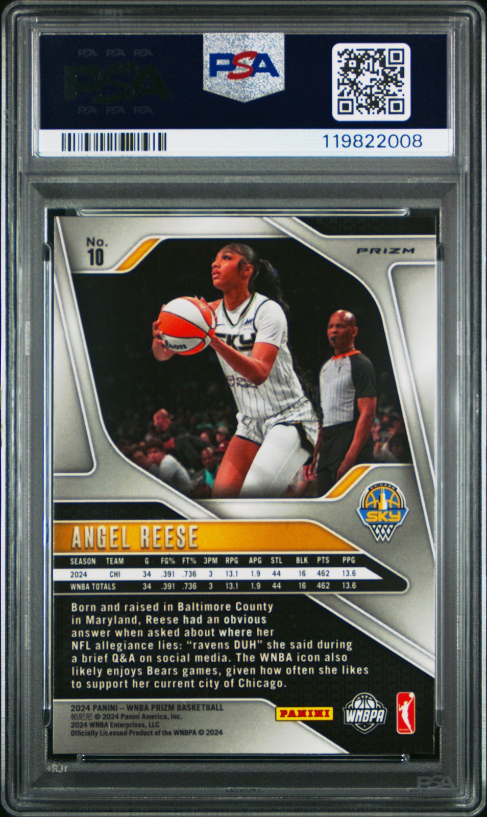 2024 PANINI PRIZM WNBA ICE #10 ANGEL REESE ROOKIE RC PSA 8 view 2