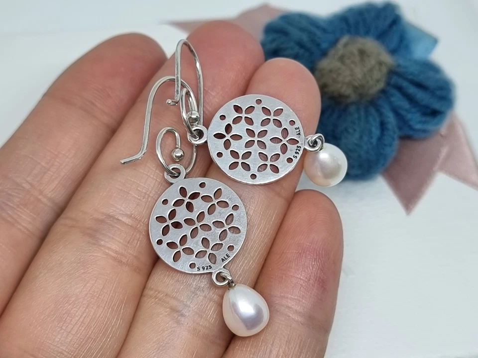 NEW Genuine Pandora Cultured Pearl Elegance Compose Dangle Earrings 💕 BOXED - Image 3 of 4