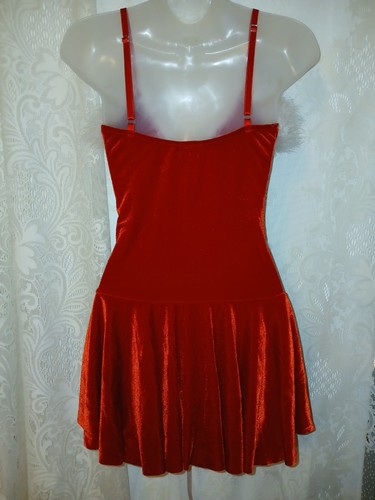 Vintage Fredericks Of Hollywood Red Velvet SANTA BABY Feather Dress Lingerie S - Picture 7 of 9