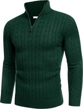 Men's Quarter Zip Sweater Slim Fit Knitted Pullover Casual Warm Winter Top