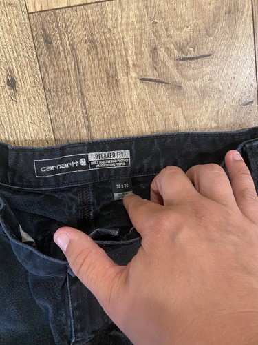 Carhartt Rugged Flex Relaxed Fit Duck Double Knee Utility Pants Black Size 30x30 - Picture 4 of 6