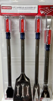 #ad CRAFTSMAN 4 PC BBQ GRILL TOOLS SET 41628 LIFETIME WARRANTY EXTRA $5 OFF TIL 6 21 $71.78