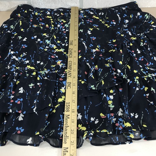 Banana Republic Floral Mini Flirty Ruffle Skirt Sz XL Blue Lined Tiered Stretch - Picture 11 of 13