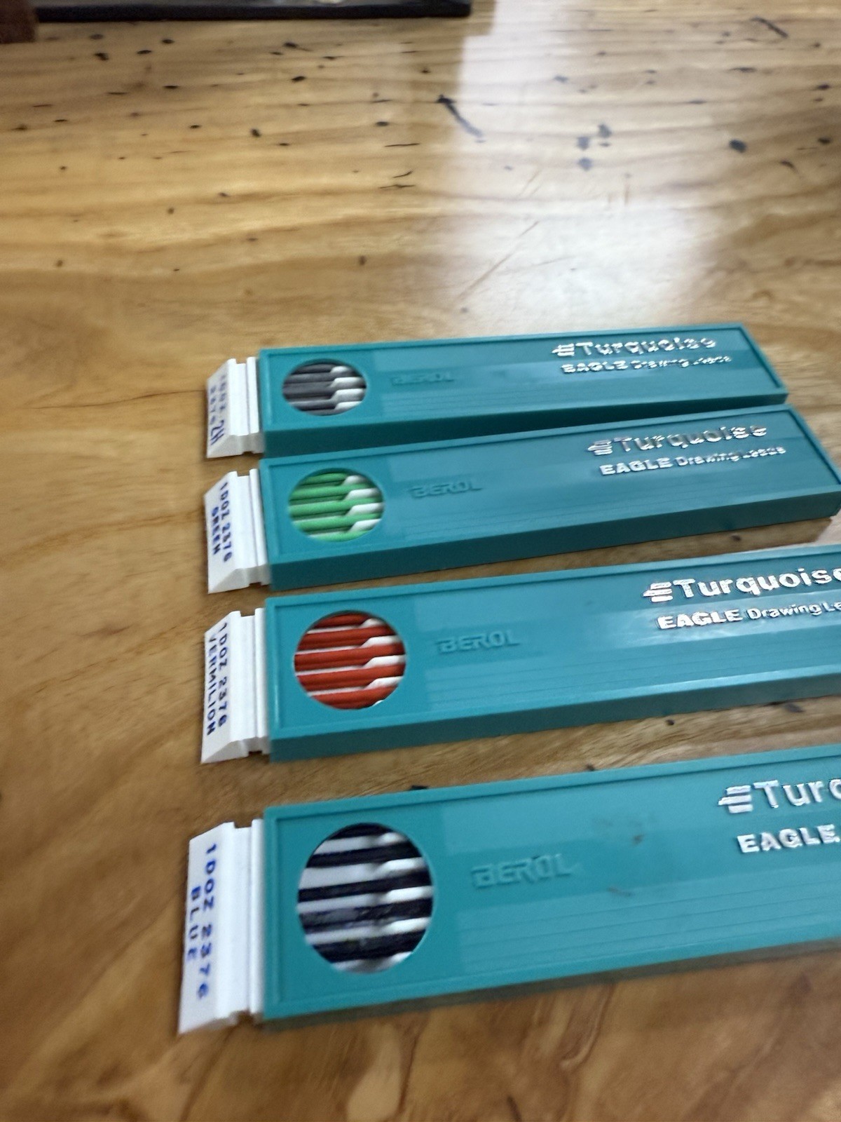 Vintage Berol Turquoise Eagle Drawing Leads,  Asst Colors, 4 Pks 12 Leads Each