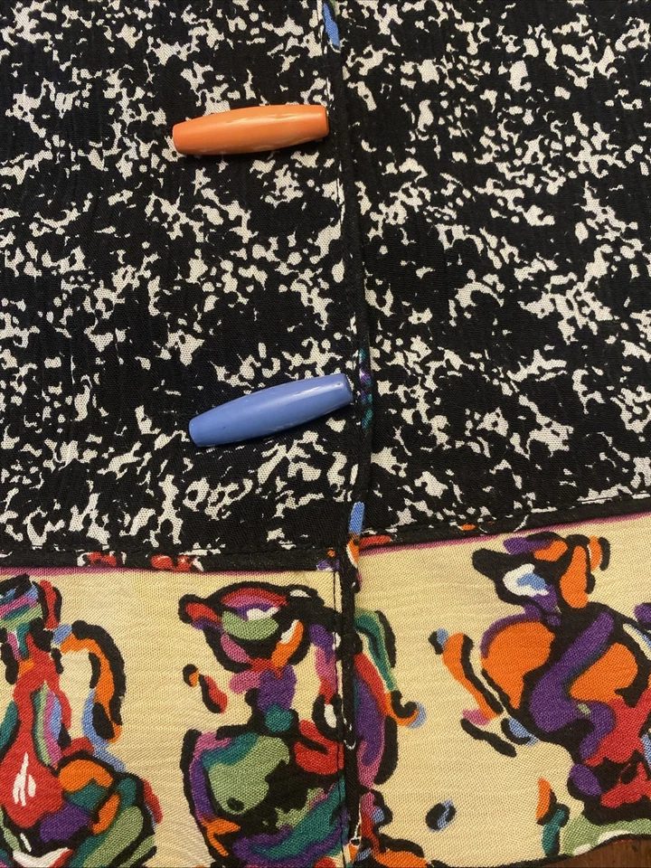 Top Artístico Boho De Colección Años 90 Botones Palanca Brillantes Melrose Hong Kong Inusual Talla 10 Foto 2 de 4