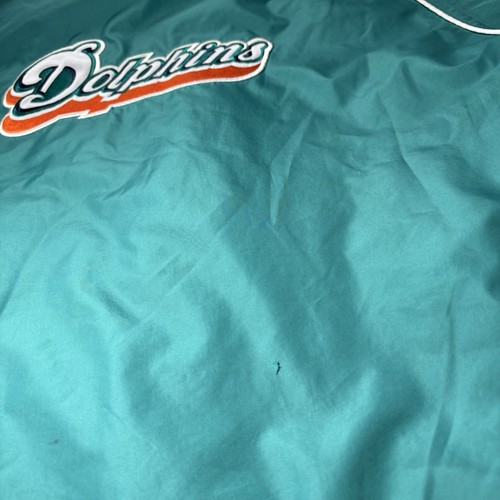 Vintage 90s Reebok Miami Dolphins NFL Windbreaker Jacket Full Zip Blue Medium - Picture 6 of 8