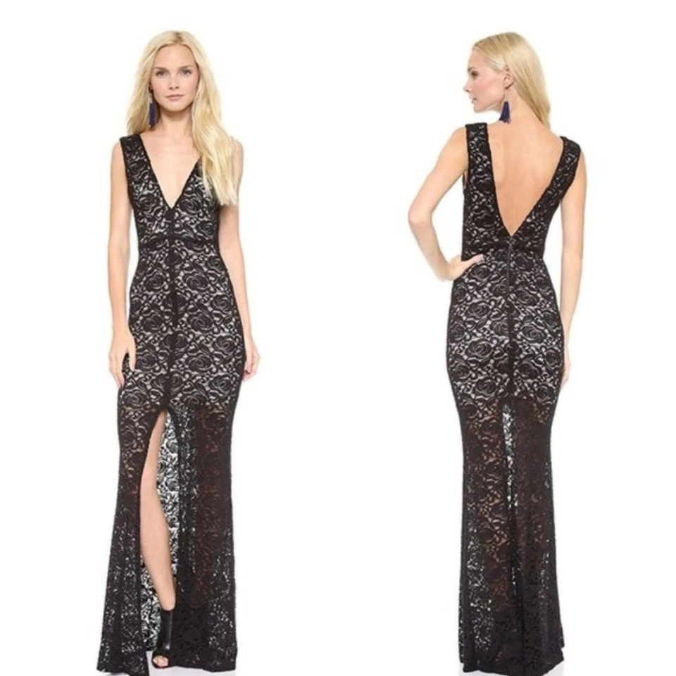 Maxi Vestido Alice + Olivia Mia Encaje Negro 8 Foto 2 de 4