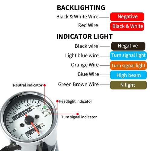 Universal Backlight Indicator OdometerGauge 12V Motorcycle Speedometer Voltmeter - Imagen 6 de 19