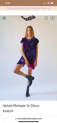 Riverside Tool & Dye Disco Velvet Jumper  festival good vibe Tie Dye Cap Sleeve