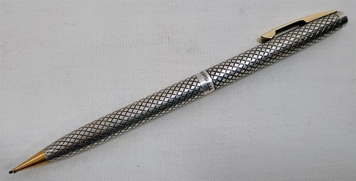 Lápiz mecánico vintage Sheaffer EE. UU. plata esterlina patrón diamante - Imagen 2 de 8