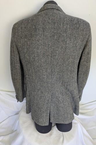 Giacca blazer vintage Lands End marrone spina di pesce tweed 100% lana cappotto sportivo 42 - Foto 13 di 18