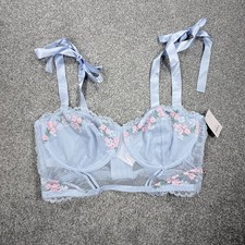Auden Women's Garden Party Lingerie Corset Longline Bra, Light Blue XL