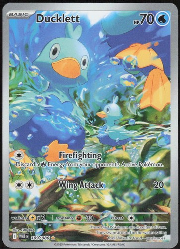 Ducklett 109/086 White Flare Holo Illustration Rare NM English