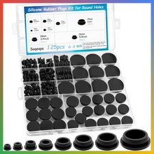 125Pcs Rubber Hole Plugs Assorted Sizes Round Silicone Grommets for DIY
