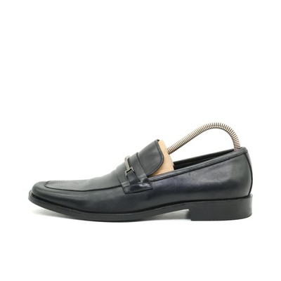 Hugo Boss Herren Pennyloafer Kleiderschuhe Schwarz Leder Branding Loafer EU 39