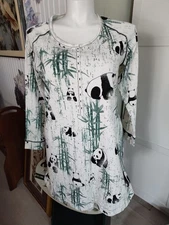 Soma Intimates panda and bamboo button down 3/4 sleeve sleep shirt size L
