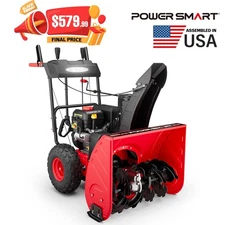 PowerSmart Snow Blower, Eletric Start, 212cc 4-Cycle, 180º Chute, Steel Auger