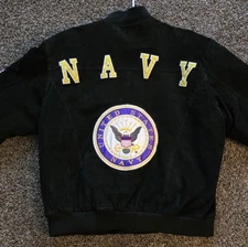 US Navy Military Bomber Jacket Black Suede. Lined Size XL NEW