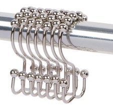 Metal Double Glide Roller Shower Curtain Hooks Rings,100 Stainless Steel, Se...