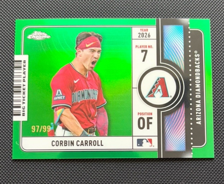 Corbin Carroll #/99 Big Ticket Green #BTP-6 2026 Topps Chrome Logofractor
