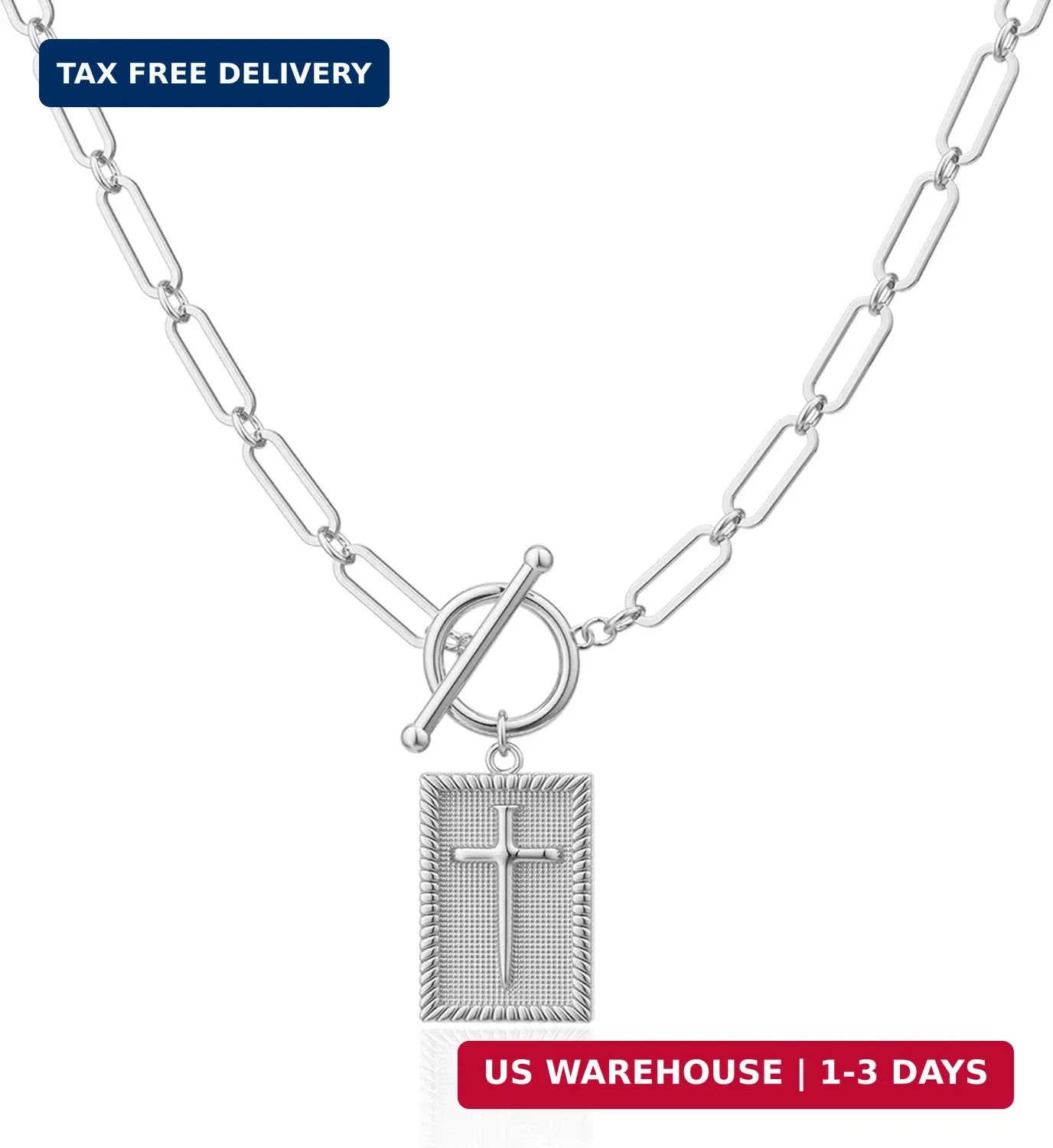 14K Gold/Silver Plated Chunky Cross Necklaces for Women, Statement Simple Dainty