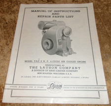 1948 lauson co. PAC 4 hp engine instruction/parts manual in very good shape used